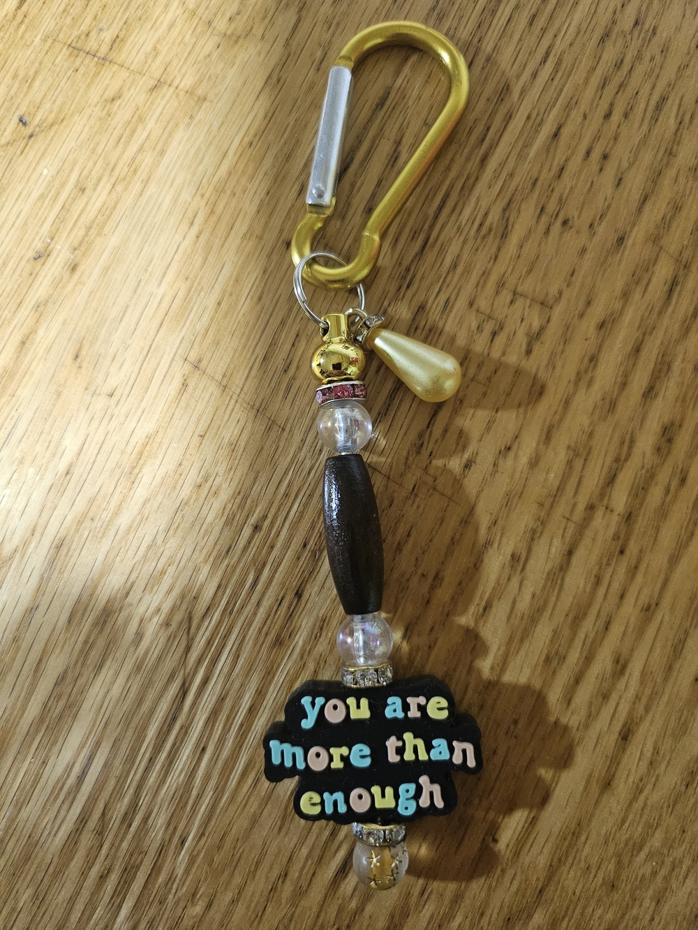 2/15$ Inspirational 'You Are More Than Enough' Yellow & Black Keychain Charm